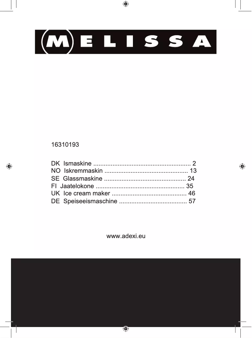 Page 1 de la notice Manuel utilisateur Melissa 16310193