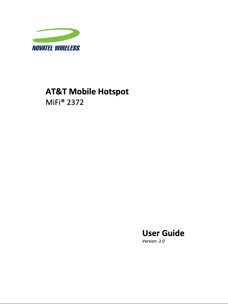 Page n°1 - Manuel utilisateur AT&T MiFi 2372