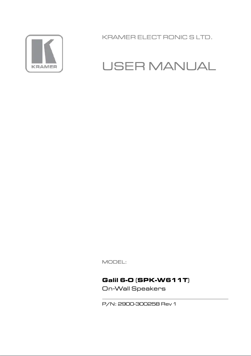 Page n°1 - Manuel utilisateur Kramer GALIL 6-O