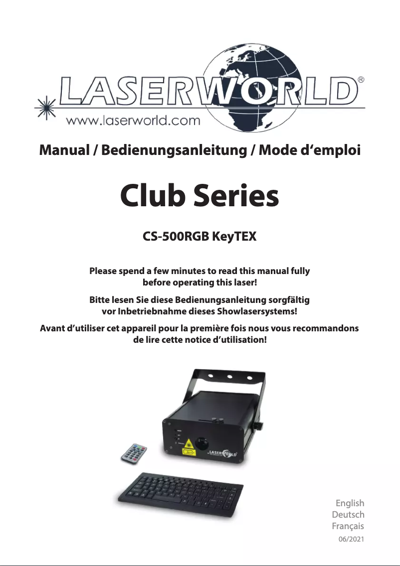 Página 1 del manual Manual de usuario Laserworld CS-500RGB KeyTEX