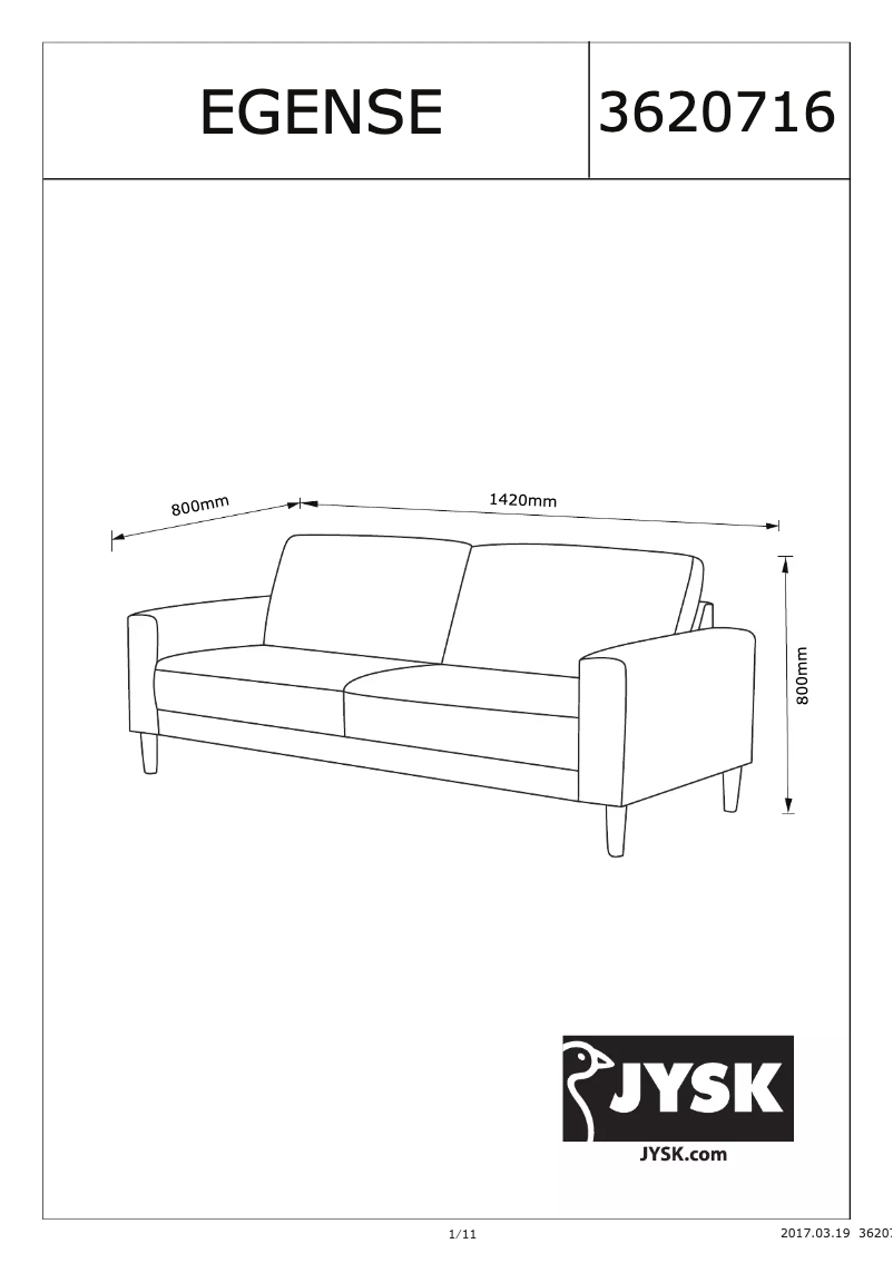 Page n°1 - Manuel utilisateur JYSK Egense (142x80x80)