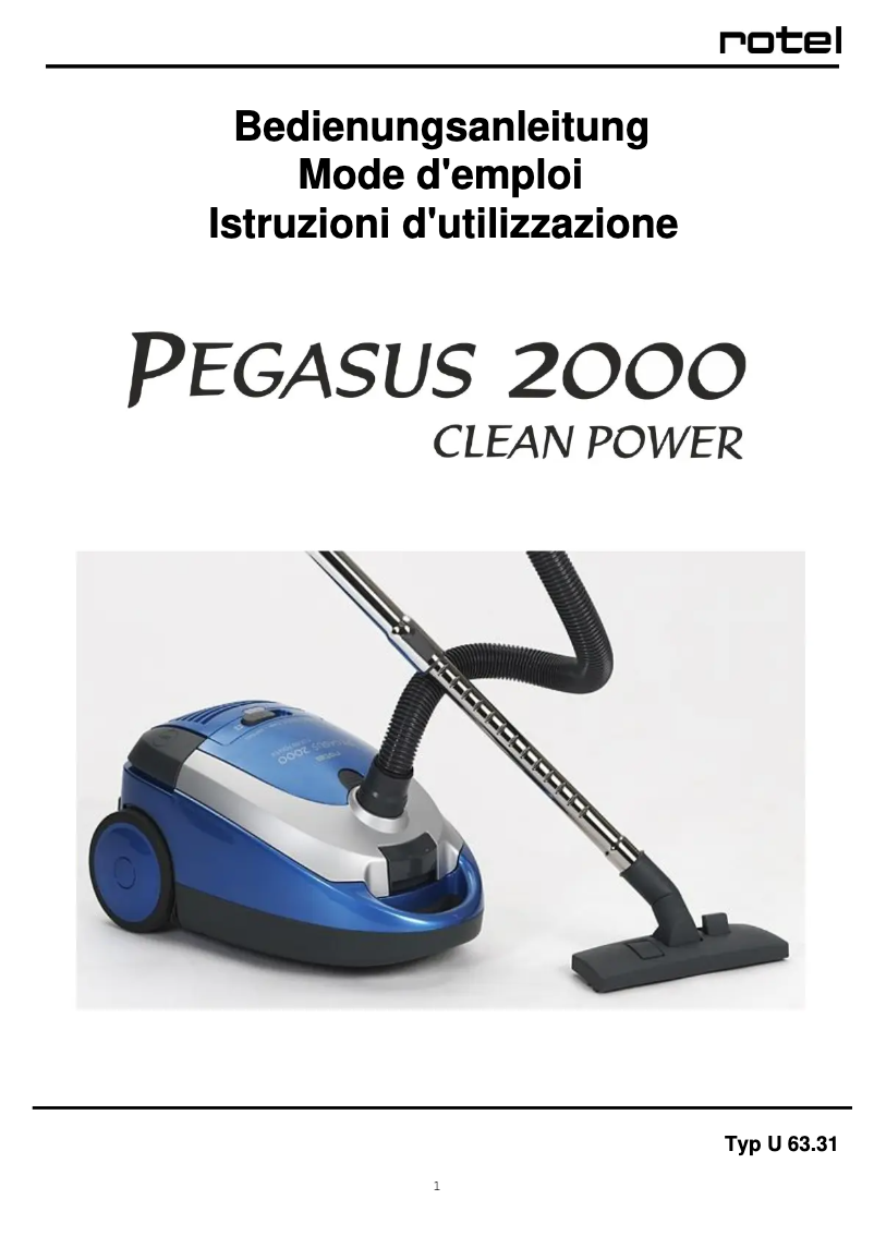 Page n°1 - Manuel utilisateur Rotel Pegasus 2000