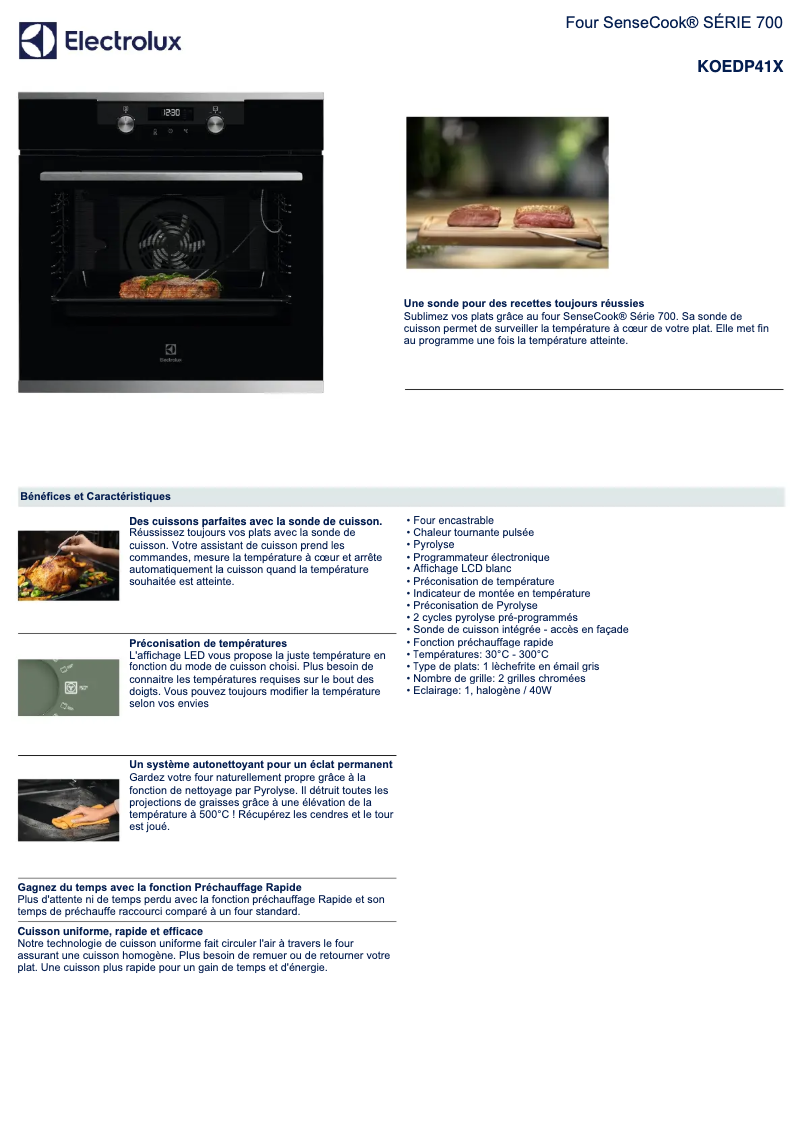 Page n°1 - Fiche technique Electrolux KOEDP41X