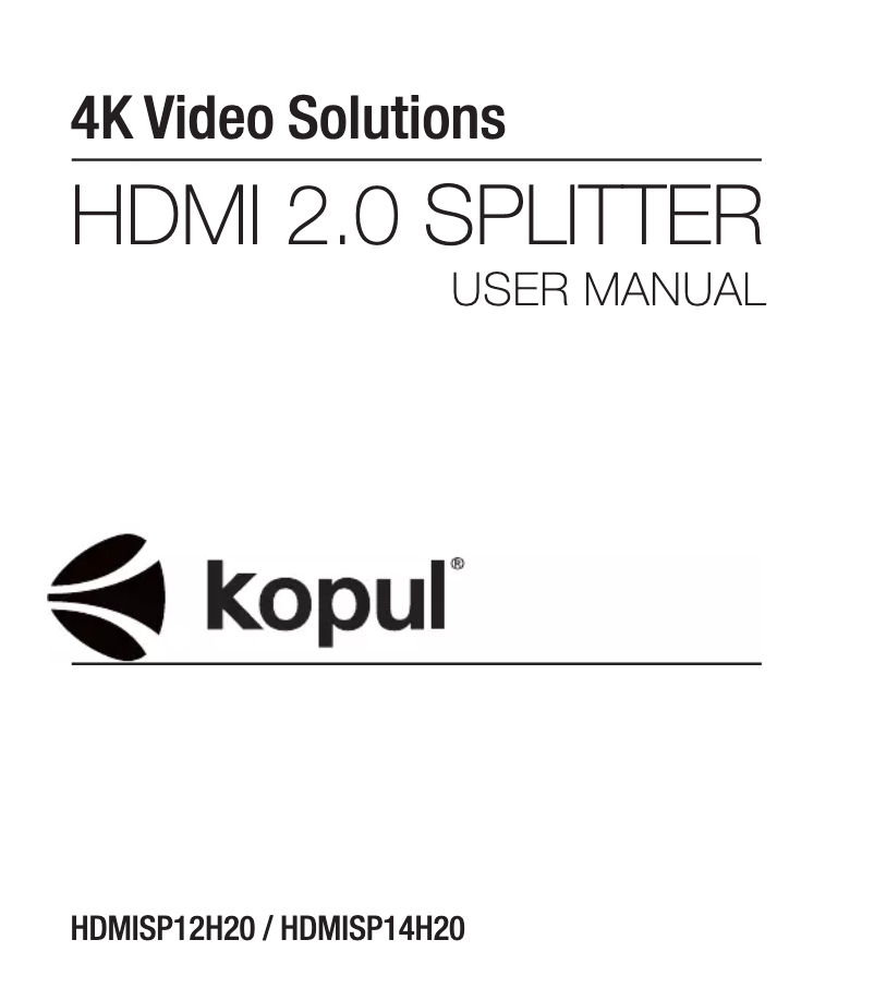 Page 1 of the manual User Manual Kopul HDMISP12H20