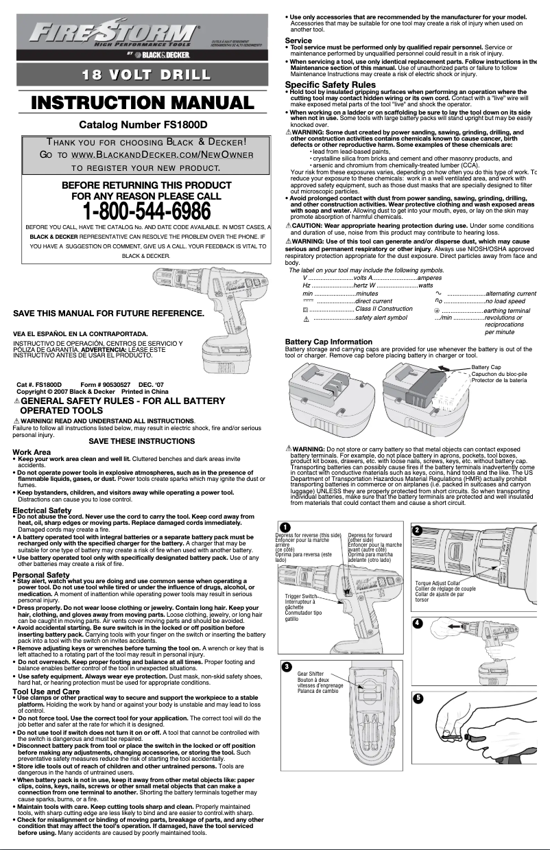 Page n°1 - Manuel utilisateur Black & Decker FS1800D