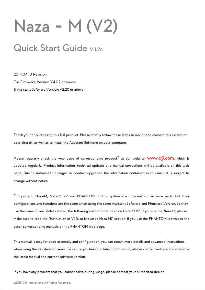 Image de la première page du manuel de l'appareil NAZA-M