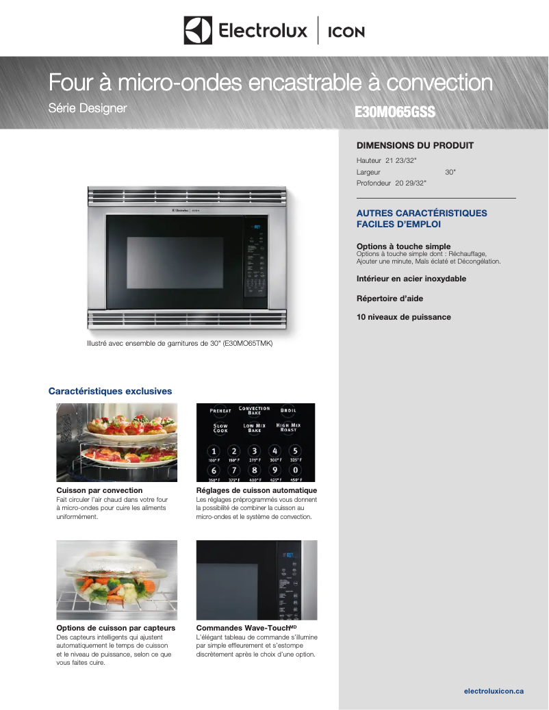 Page n°1 - Fiche technique Electrolux E30MO65GSS