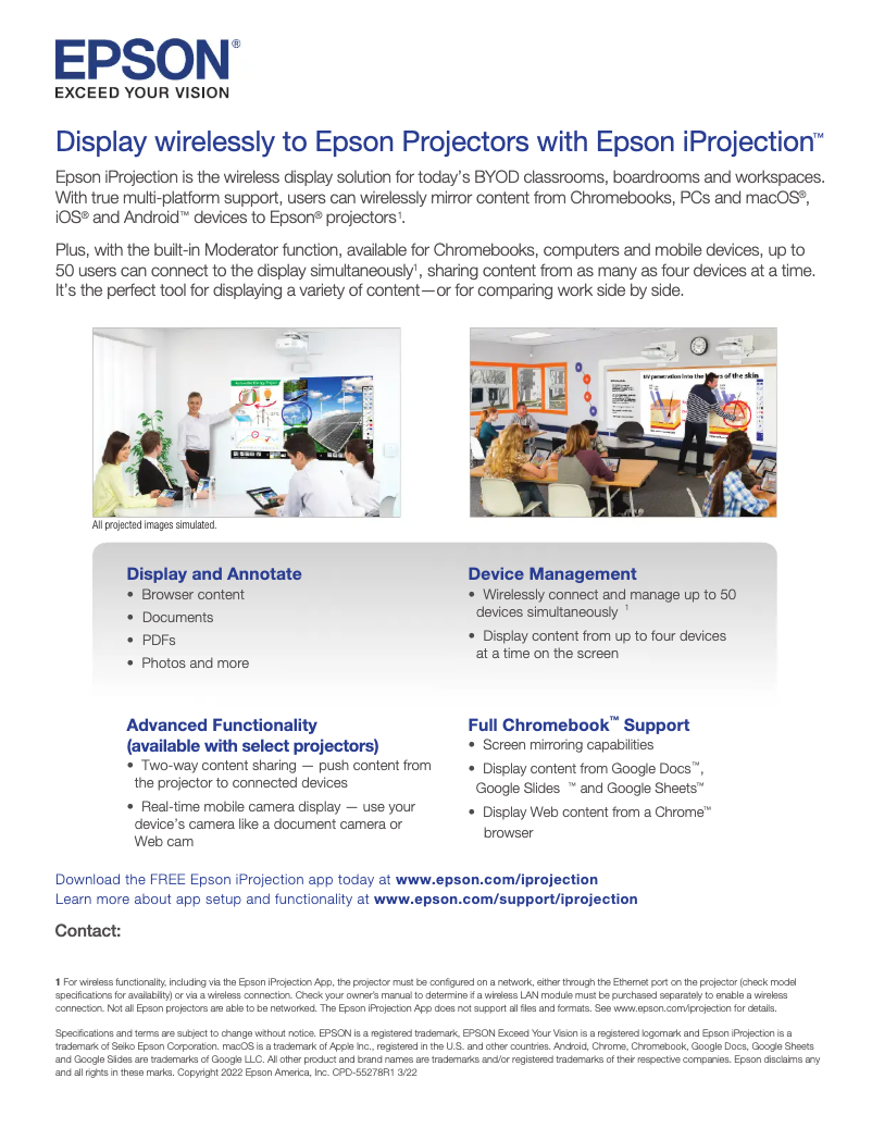 Page 1 de la notice Informations de garantie Epson Pro L12000Q