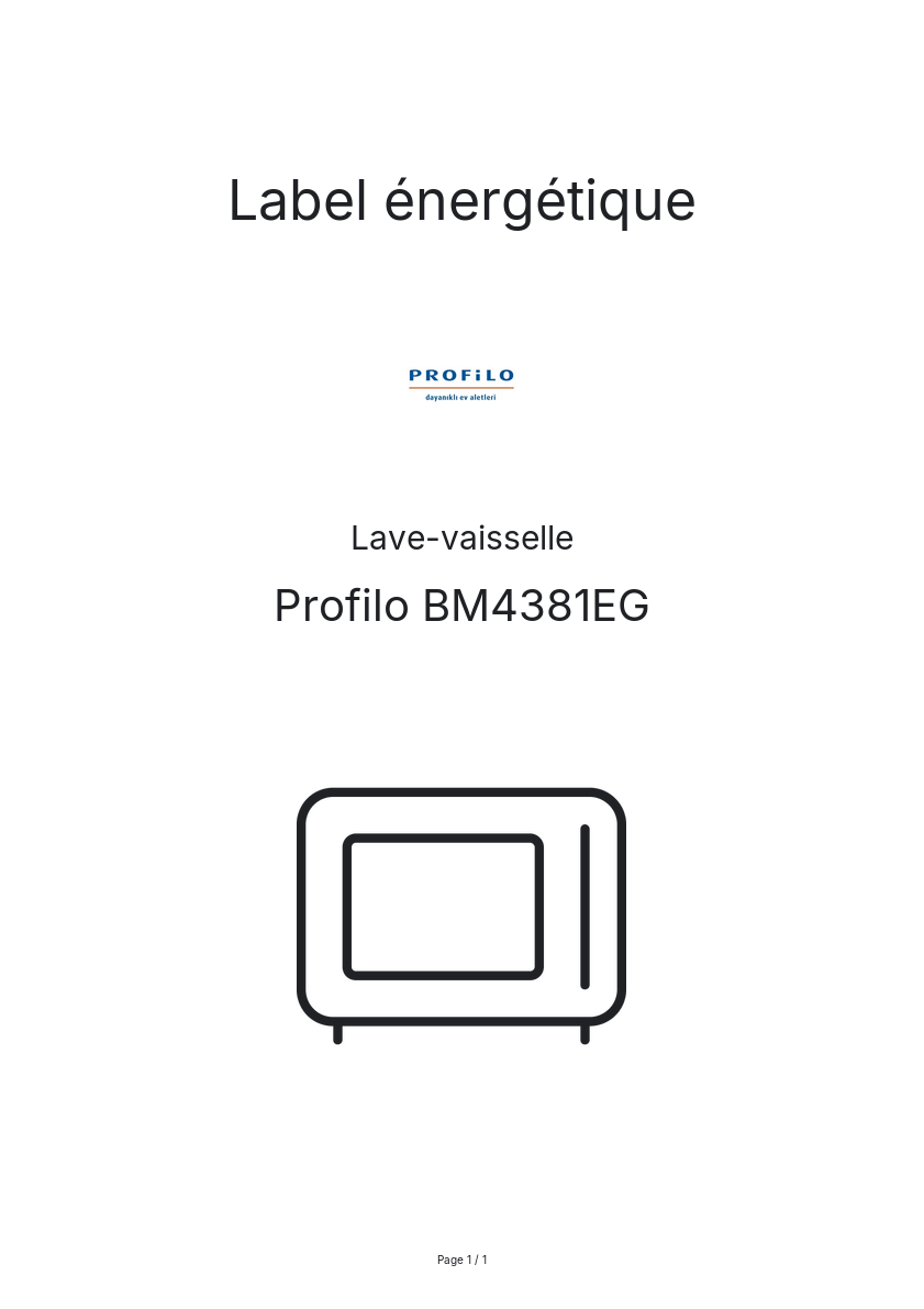 Page n°1 - Label énergétique Profilo BM4381EG