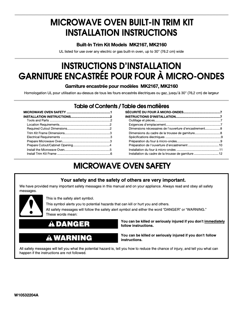 Page n°1 - Manuel utilisateur Whirlpool MK2160AW