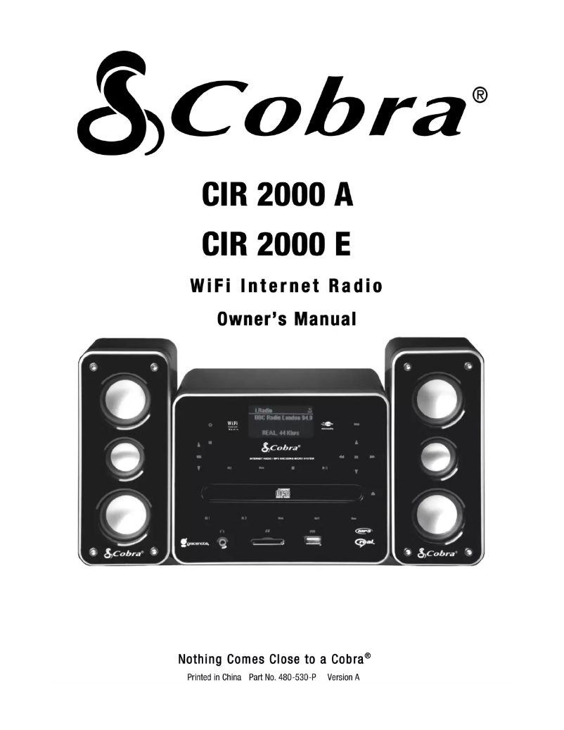 Page 1 of the manual User Manual Cobra CIR 2000