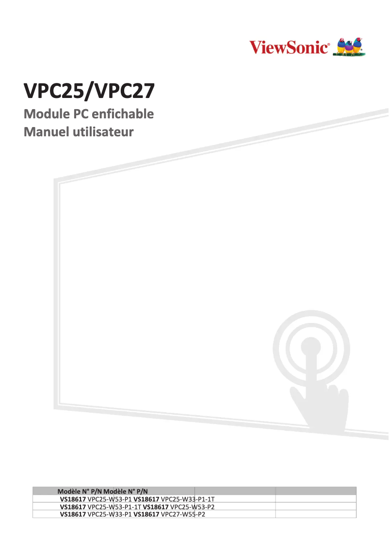 Page 1 de la notice Manuel utilisateur Viewsonic VPC25-W53-P1