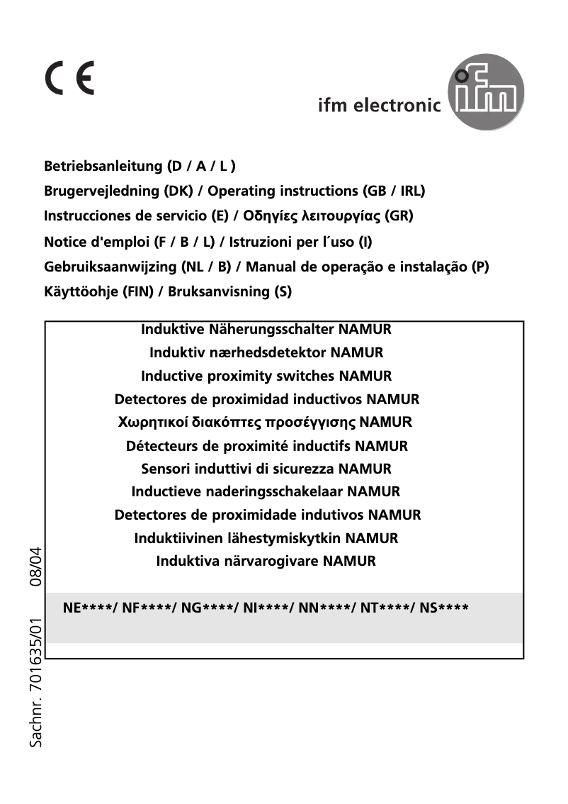 Page 1 de la notice Manuel utilisateur IFM NE5004