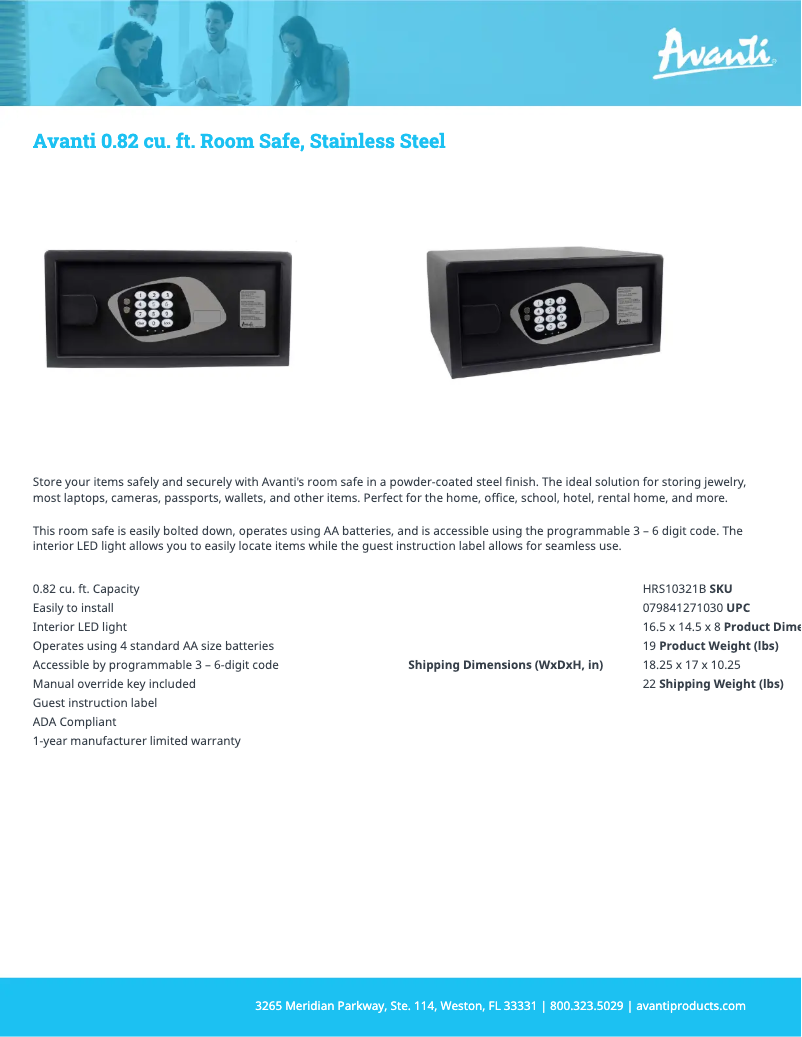 Page n°1 - Fiche technique Avanti HRS10321B