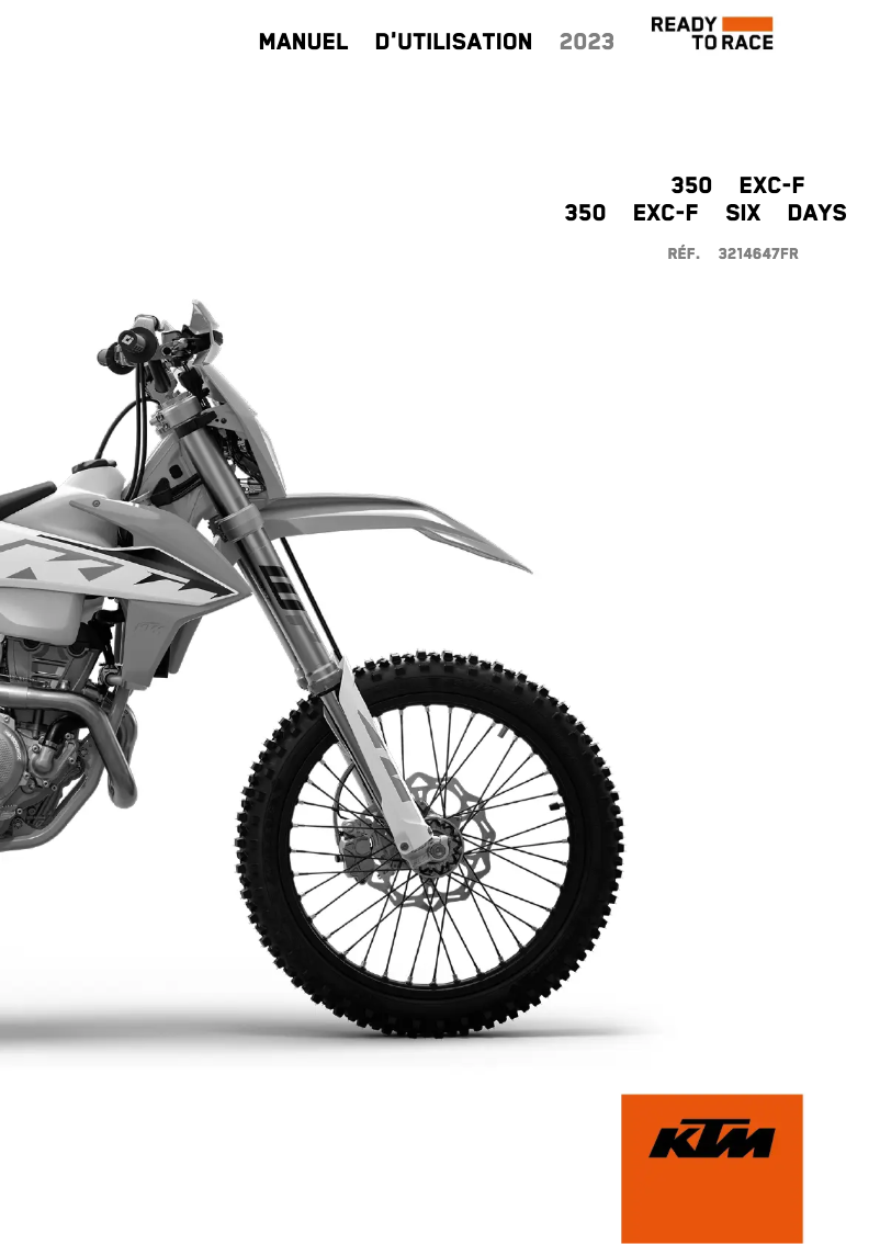 Page 1 de la notice Manuel utilisateur KTM 350 EXC-F (2023)