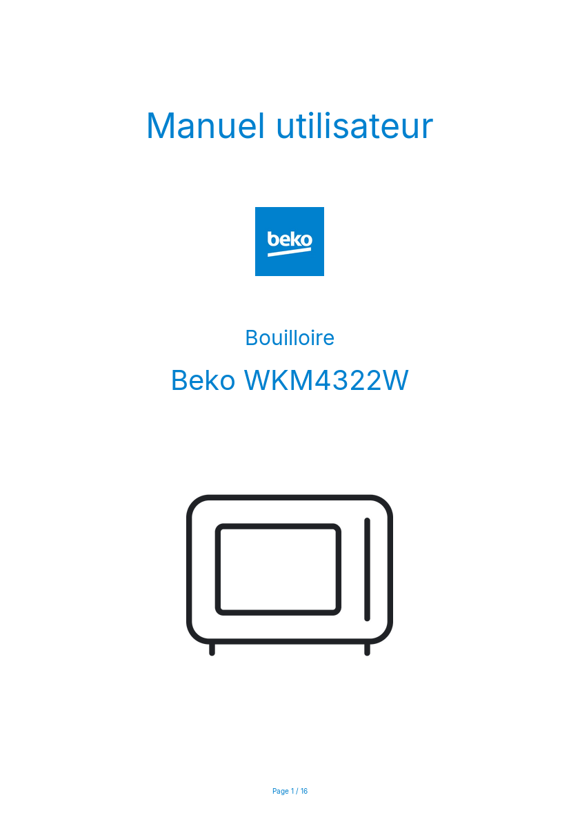 Page n°1 - Manuel utilisateur Beko WKM4322W