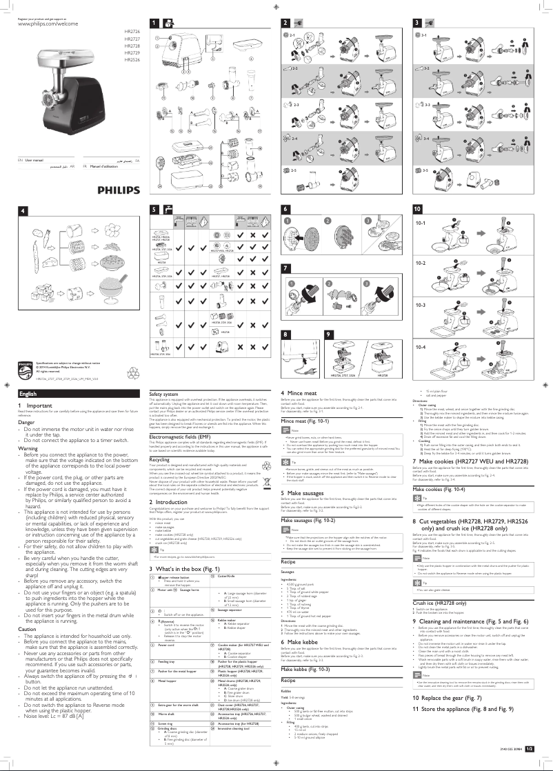 Page 1 de la notice Manuel utilisateur Philips Viva Collection HR2729