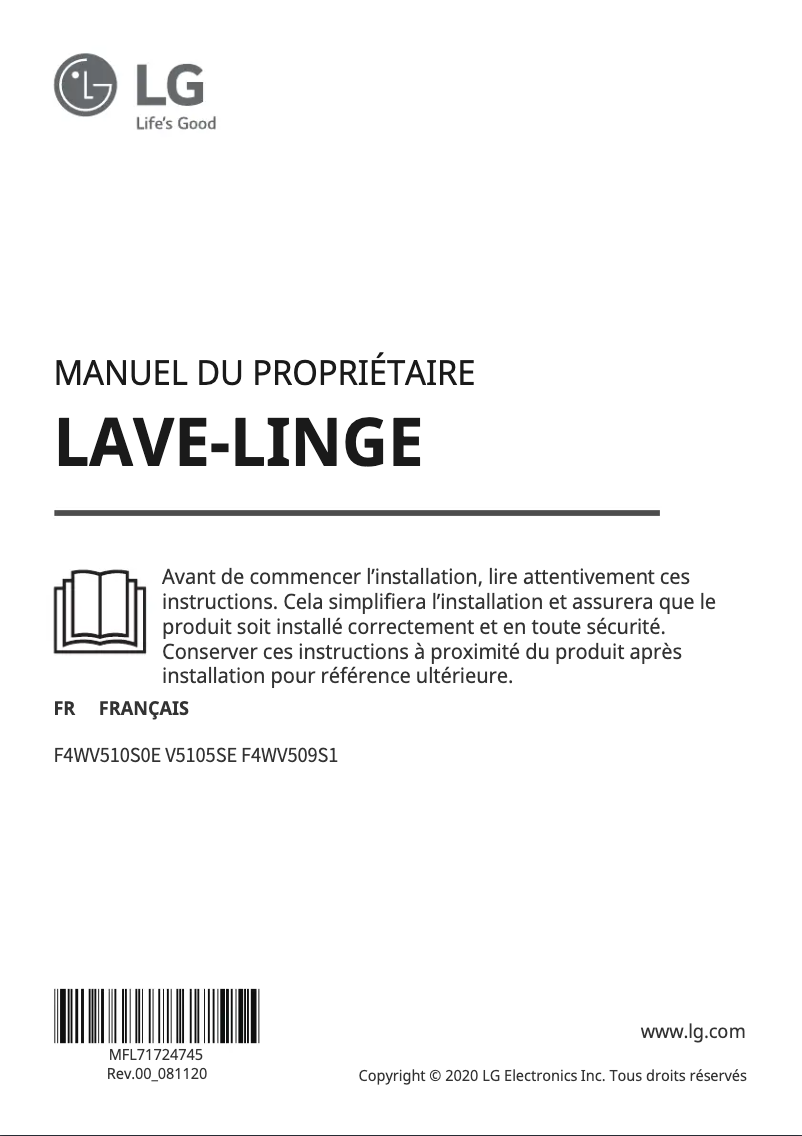 Image de la première page du manuel de l'appareil F4WV509S1