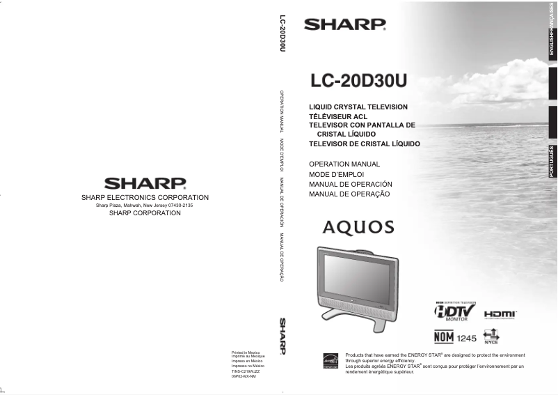 Page 1 de la notice Manuel utilisateur Sharp AQUOS LC-20D30U