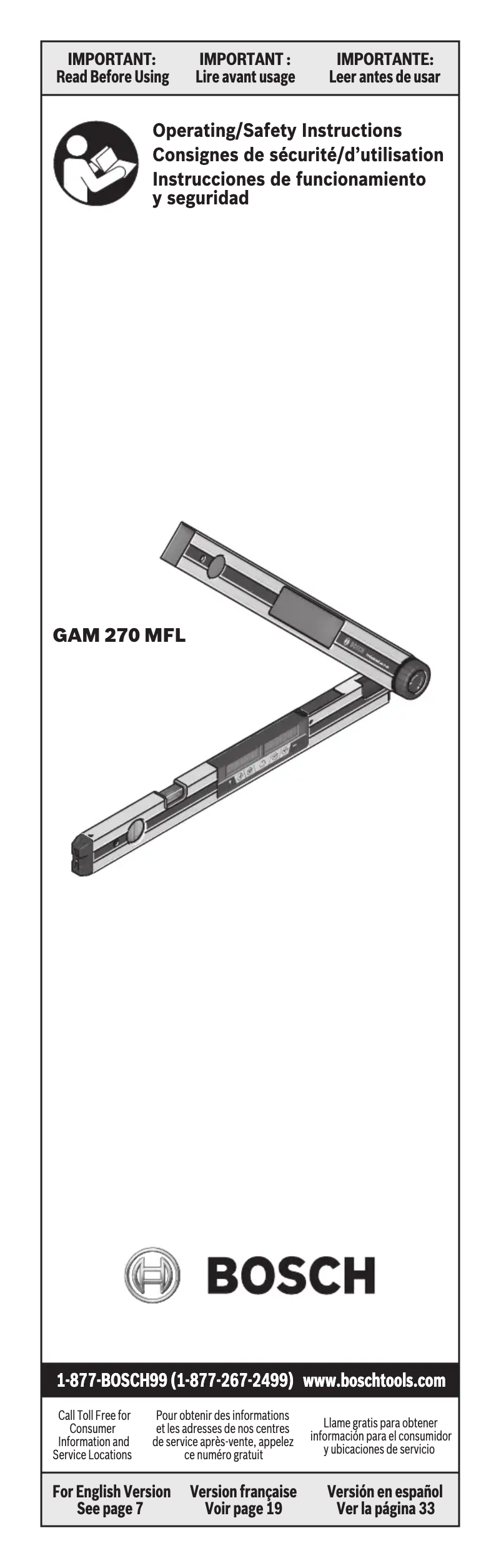 Image de la première page du manuel de l'appareil GAM 270 MFL
