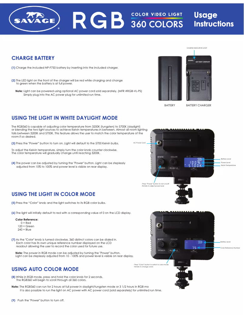 Página 1 del manual Manual de usuario Savage RGB360