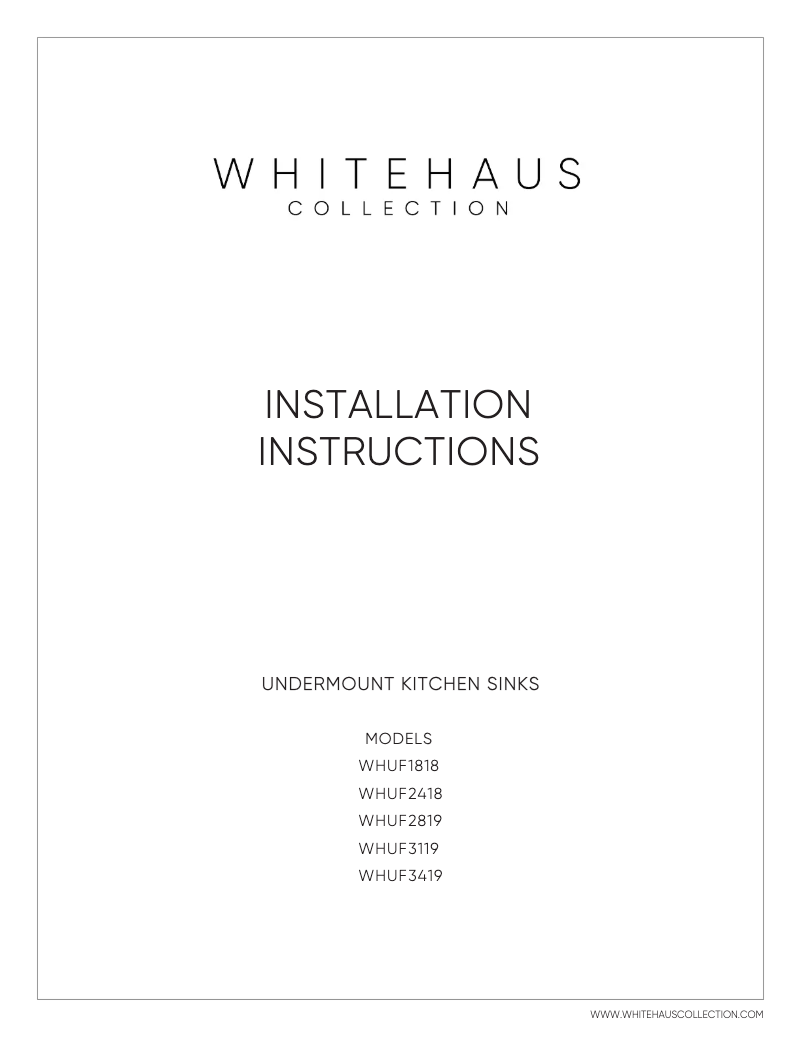 Page n°1 - Manuel utilisateur Whitehaus Fireclay WHUF1818