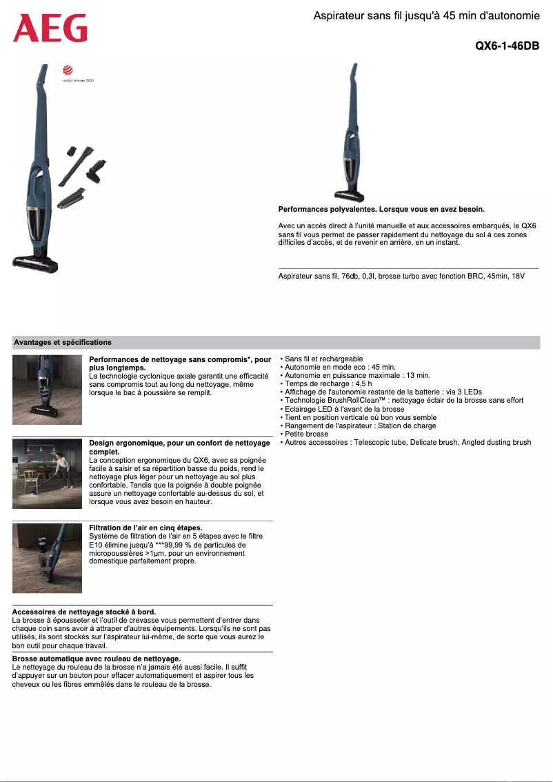 Page n°1 - Fiche technique AEG QX6-1-46DB