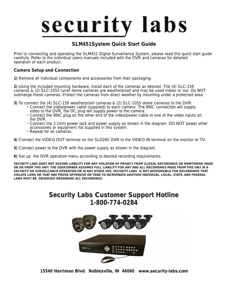 Page n°1 - Manuel utilisateur Security Labs SLM451