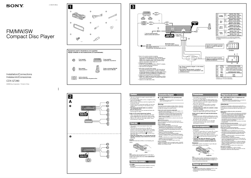 Page n°1 - Guide d'installation Sony CDX-GT280