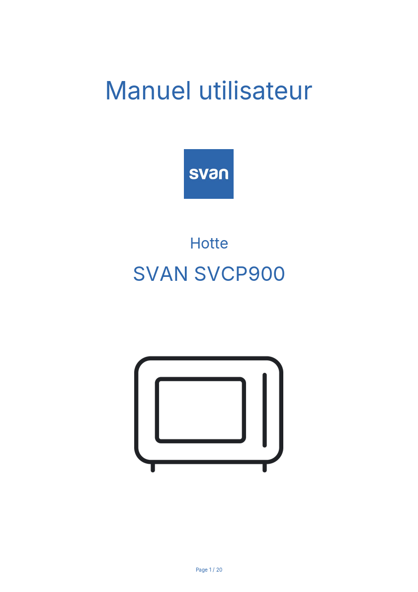 Page n°1 - Manuel utilisateur SVAN SVCP900