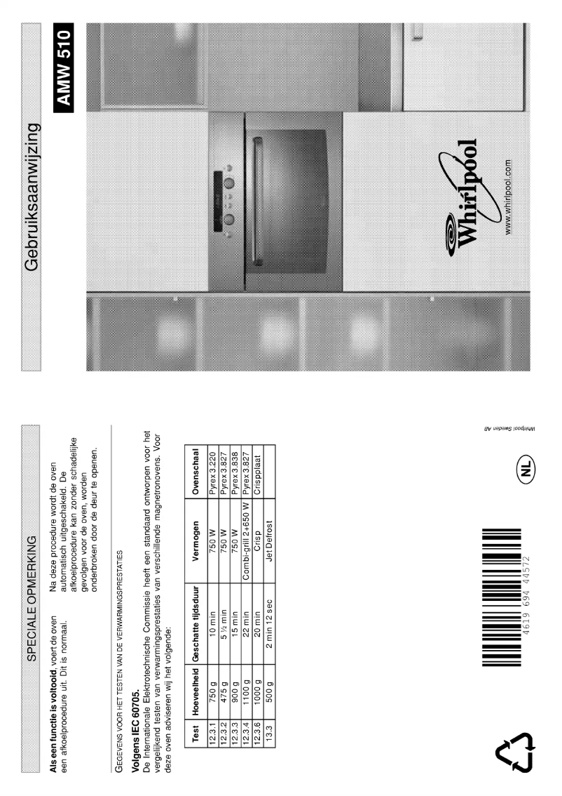 Page n°1 - Manuel utilisateur Whirlpool MT 775 AMW 510