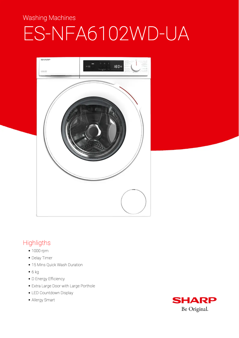 Page n°1 - Fiche technique Sharp ES-NFA6102WD-UA