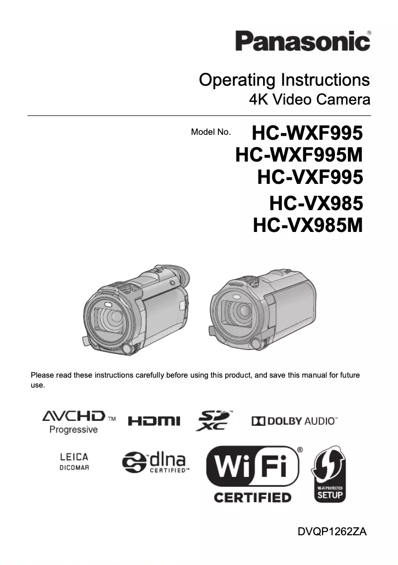 Image de la première page du manuel de l'appareil HC-VX985M