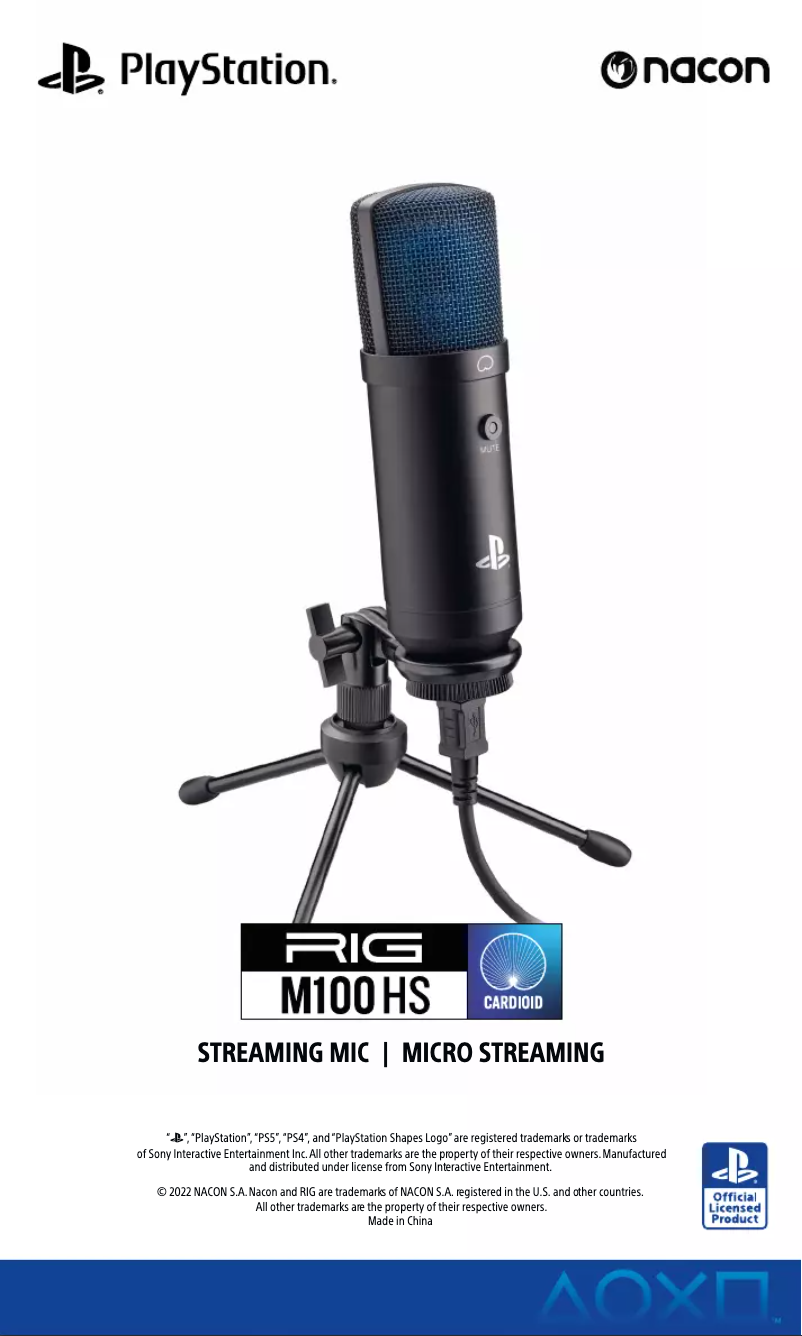 Page n°1 - Manuel utilisateur NACON RIG M100HS