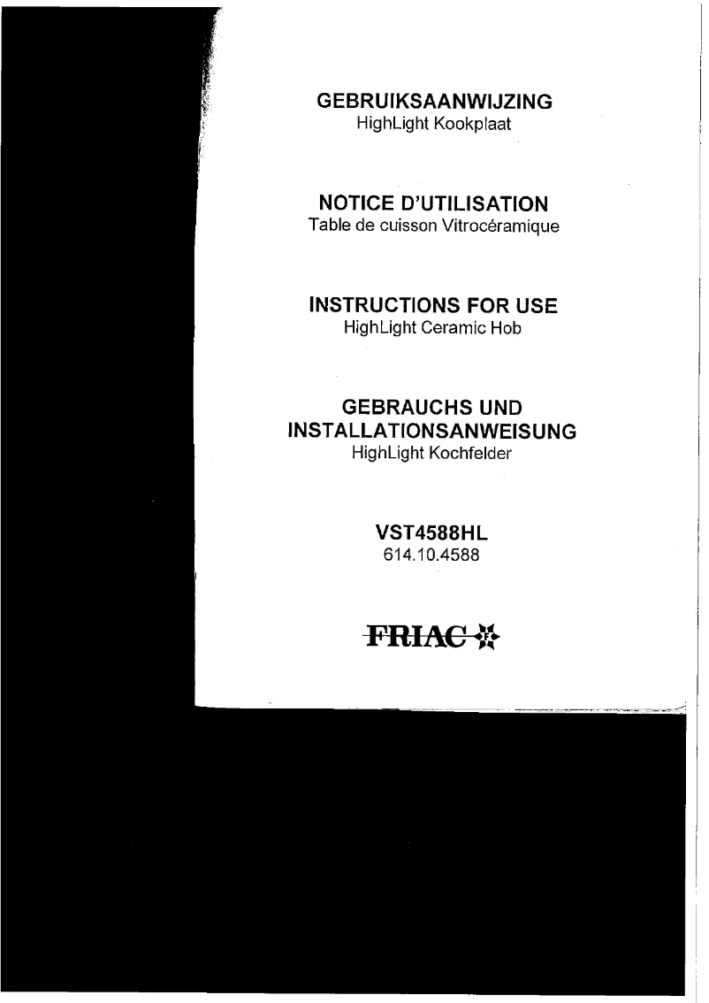 Page 1 de la notice Manuel utilisateur Friac VST4588HL