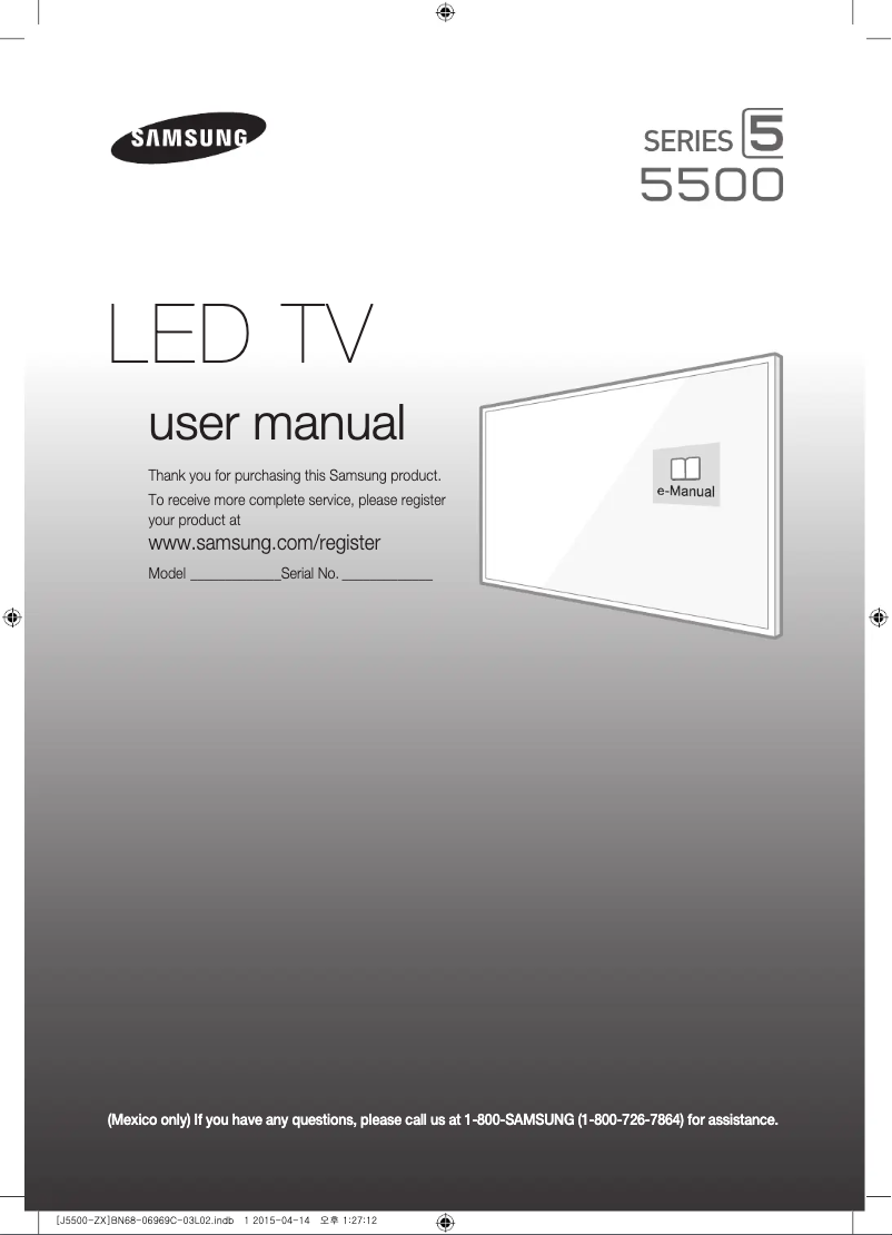 Page 1 de la notice Manuel utilisateur Samsung UN55J5500AFXZX