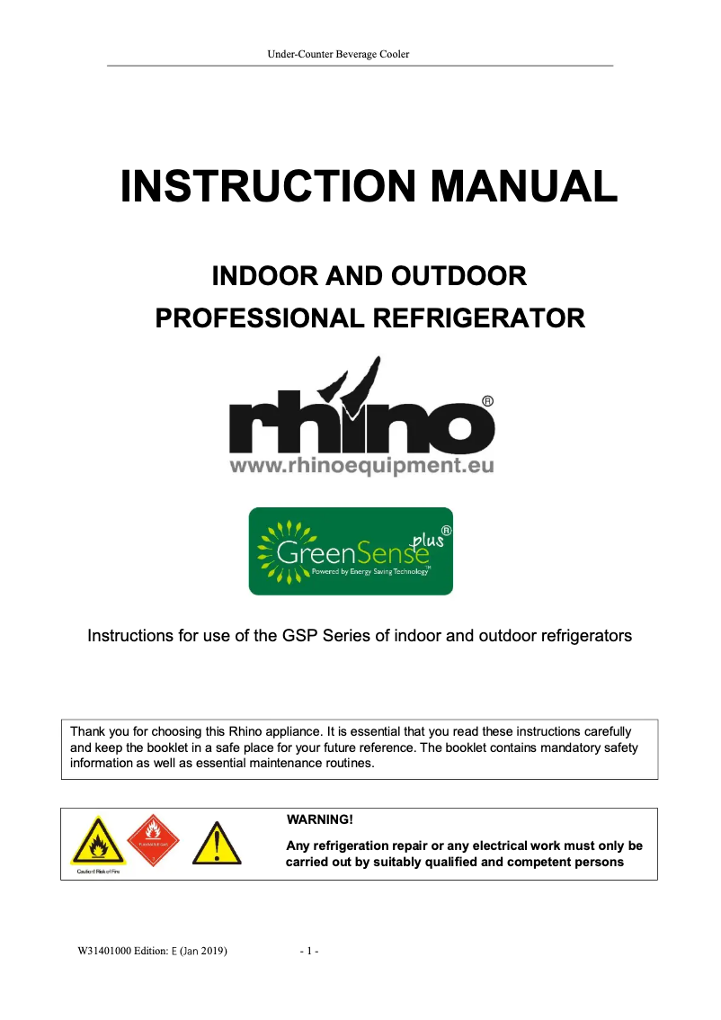 Page n°1 - Manuel utilisateur Rhino GSP1H-840-BW