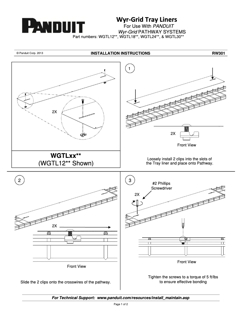 Page 1 de la notice Mode d'emploi Panduit WGTL12PG