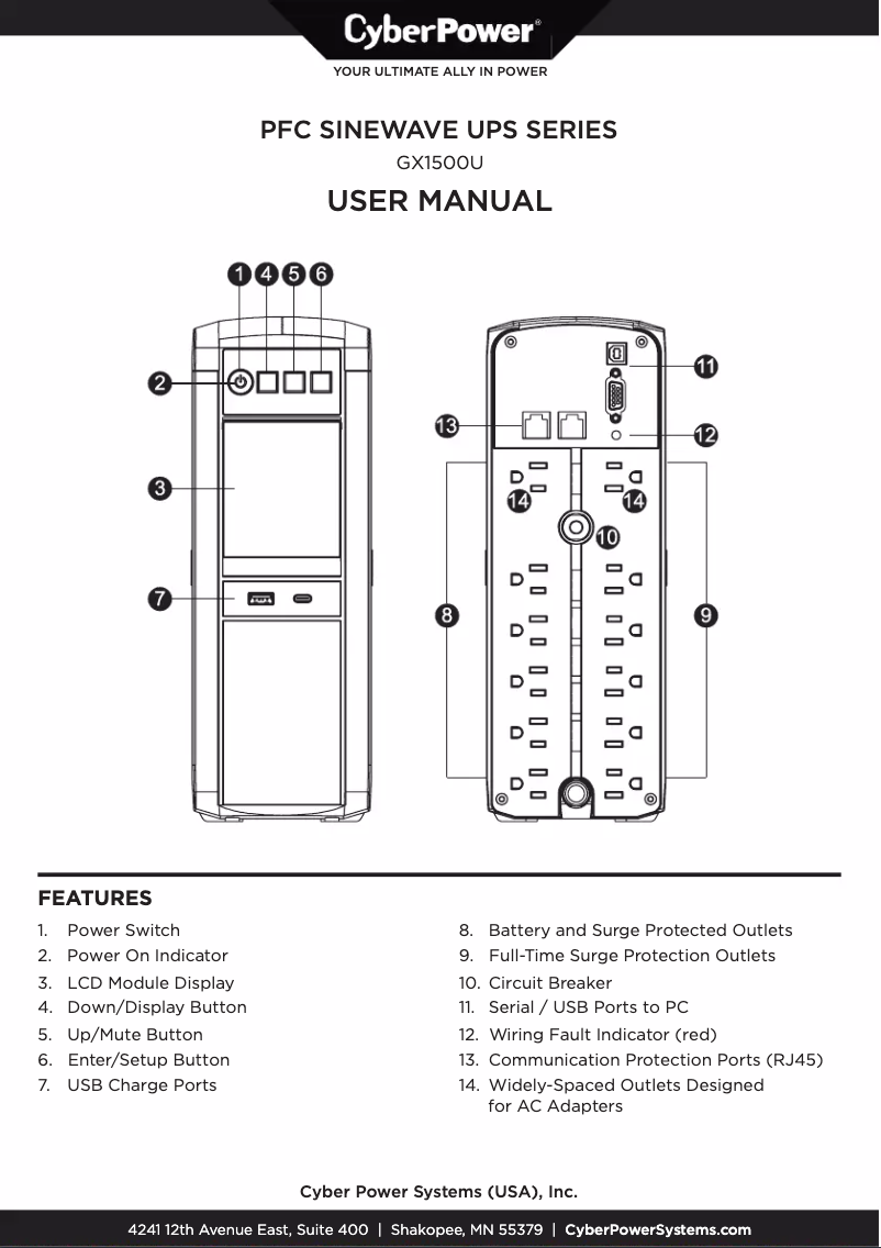 Page n°1 - Manuel utilisateur CyberPower GX1500U
