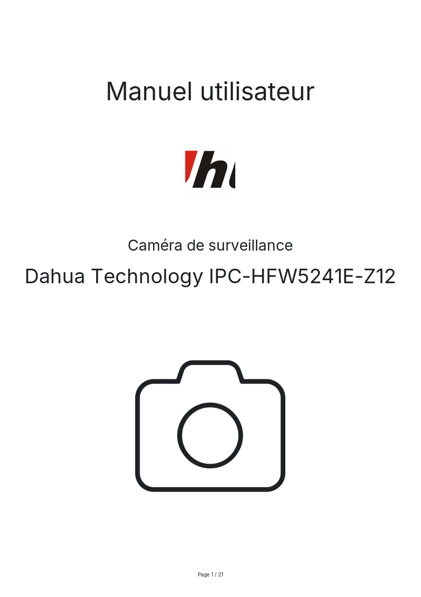 Image de la première page du manuel de l'appareil IPC-HFW5241E-Z12