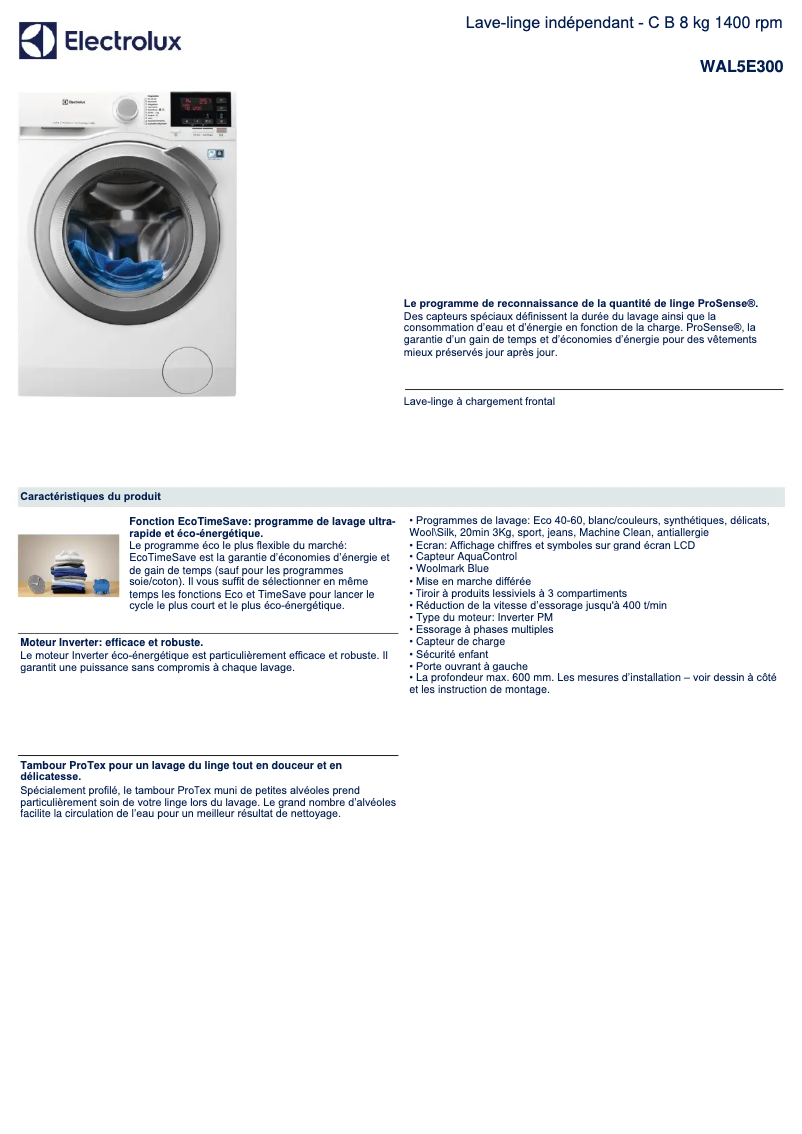 Image de la première page du manuel de l'appareil WAL5E300