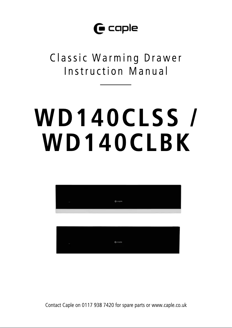 Image de la première page du manuel de l'appareil WD140CLBK