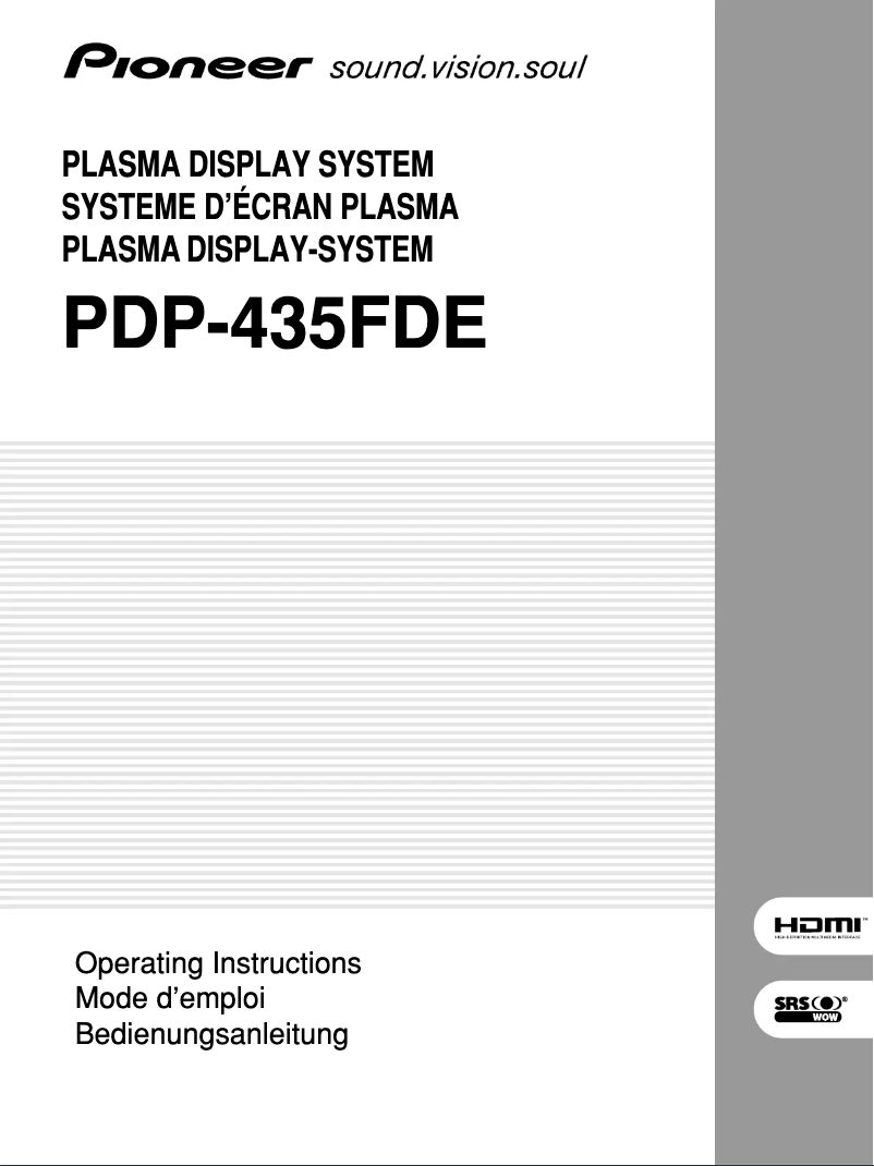 Image de la première page du manuel de l'appareil PDP-435FDE