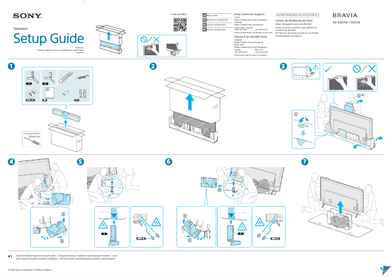 Page n°1 - Guide d'installation Sony KD-55X75K