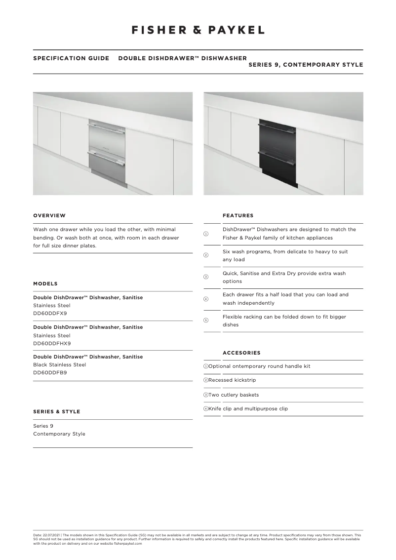 Page n°1 - Fiche technique Fisher & Paykel DD60DDFB9