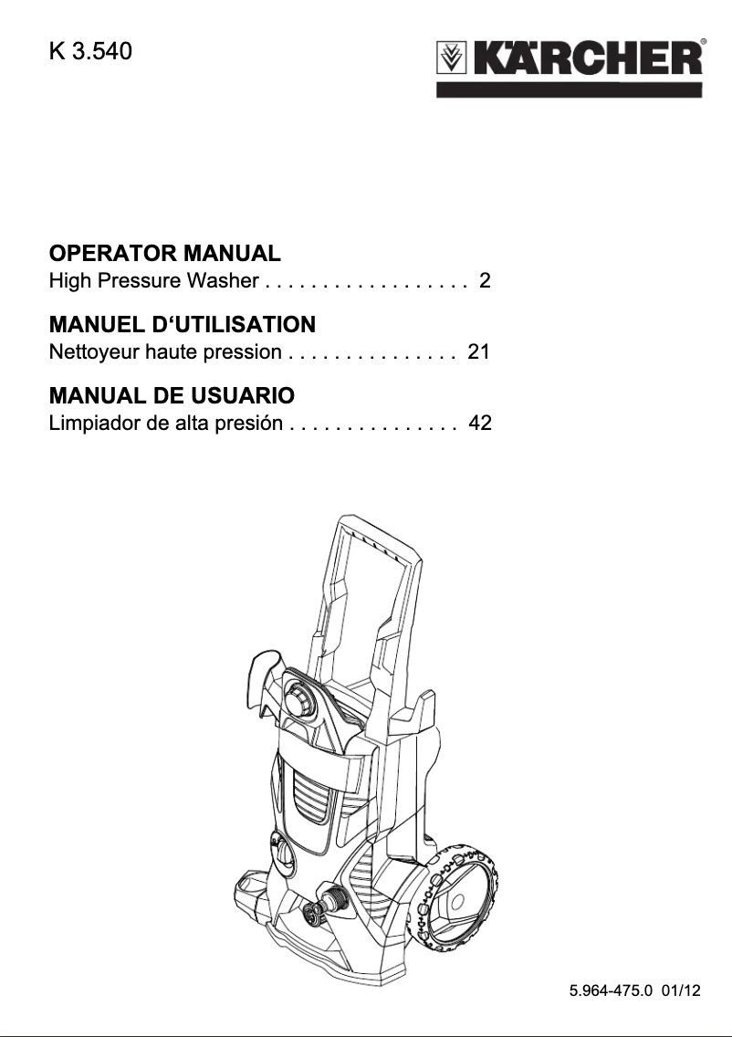 Page n°1 - Manuel utilisateur Kärcher K 3.540