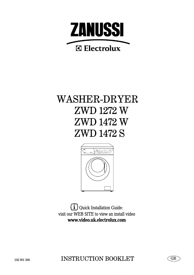 Page 1 de la notice Manuel utilisateur Zanussi-Electrolux ZWD1472S
