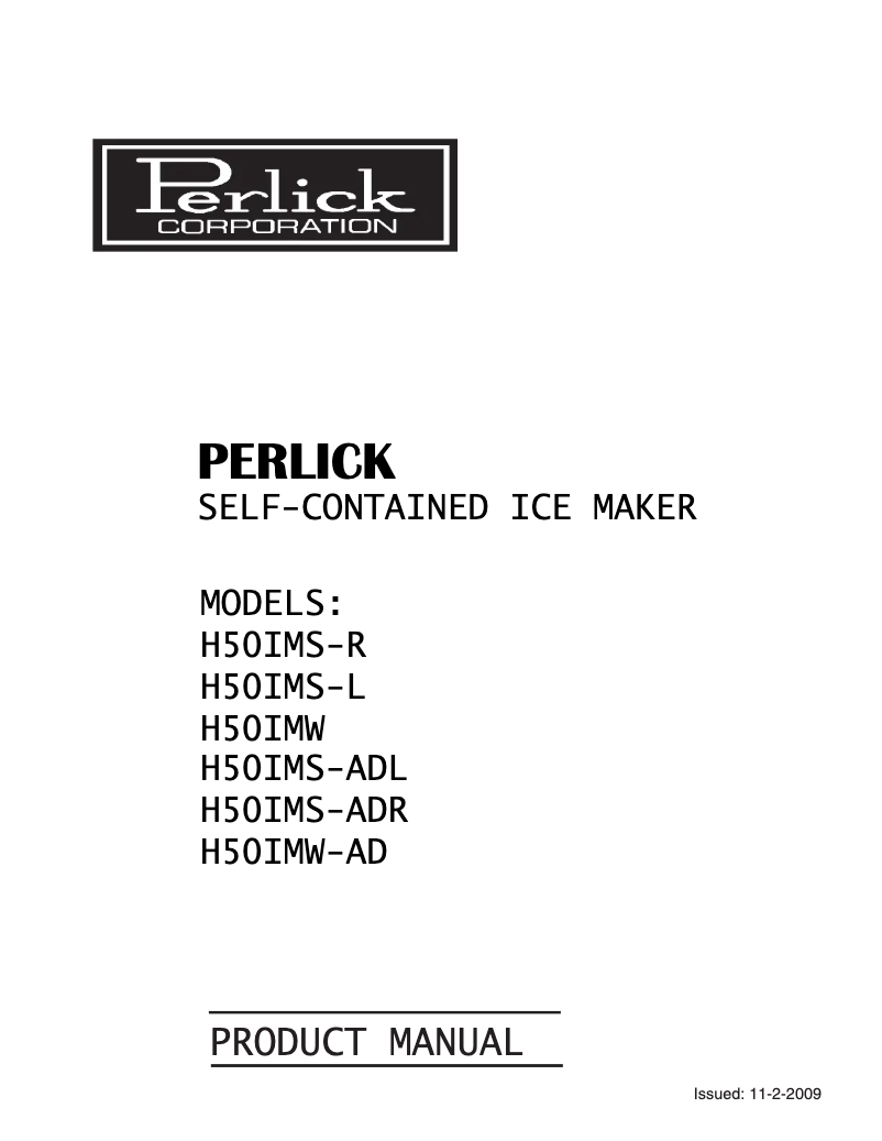 Página 1 del manual Manual de usuario Perlick H50IMS-LC