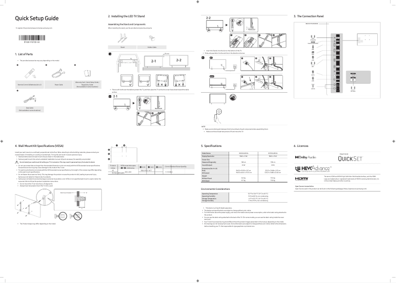 Page 1 de la notice Manuel utilisateur Samsung HG43AU800AU