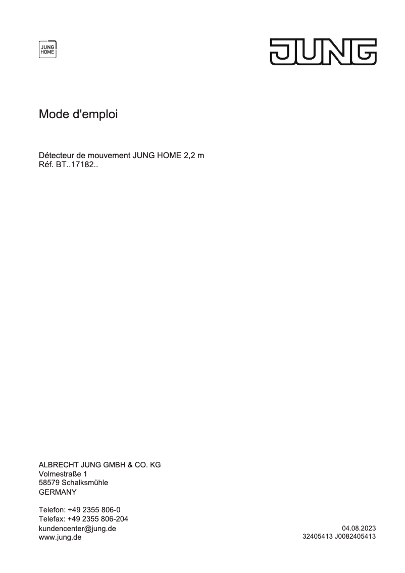 Página 1 del manual Manual de usuario JUNG BTLC17182207